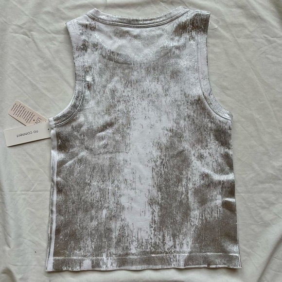 NEW WITH TAGS no comment from macy’s white and silver metallic foil tank top - Picture 3 of 4